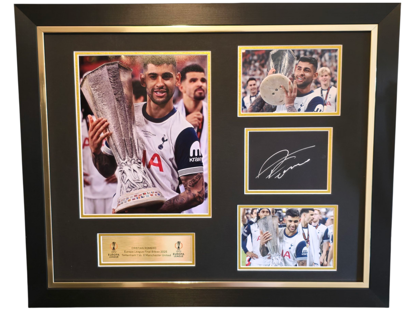 Cristian Romero Signed & Framed White Card Montage