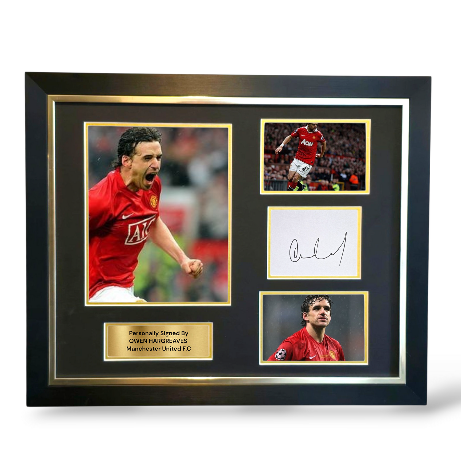 Owen Hargreaves Signed White Card Man United Montage