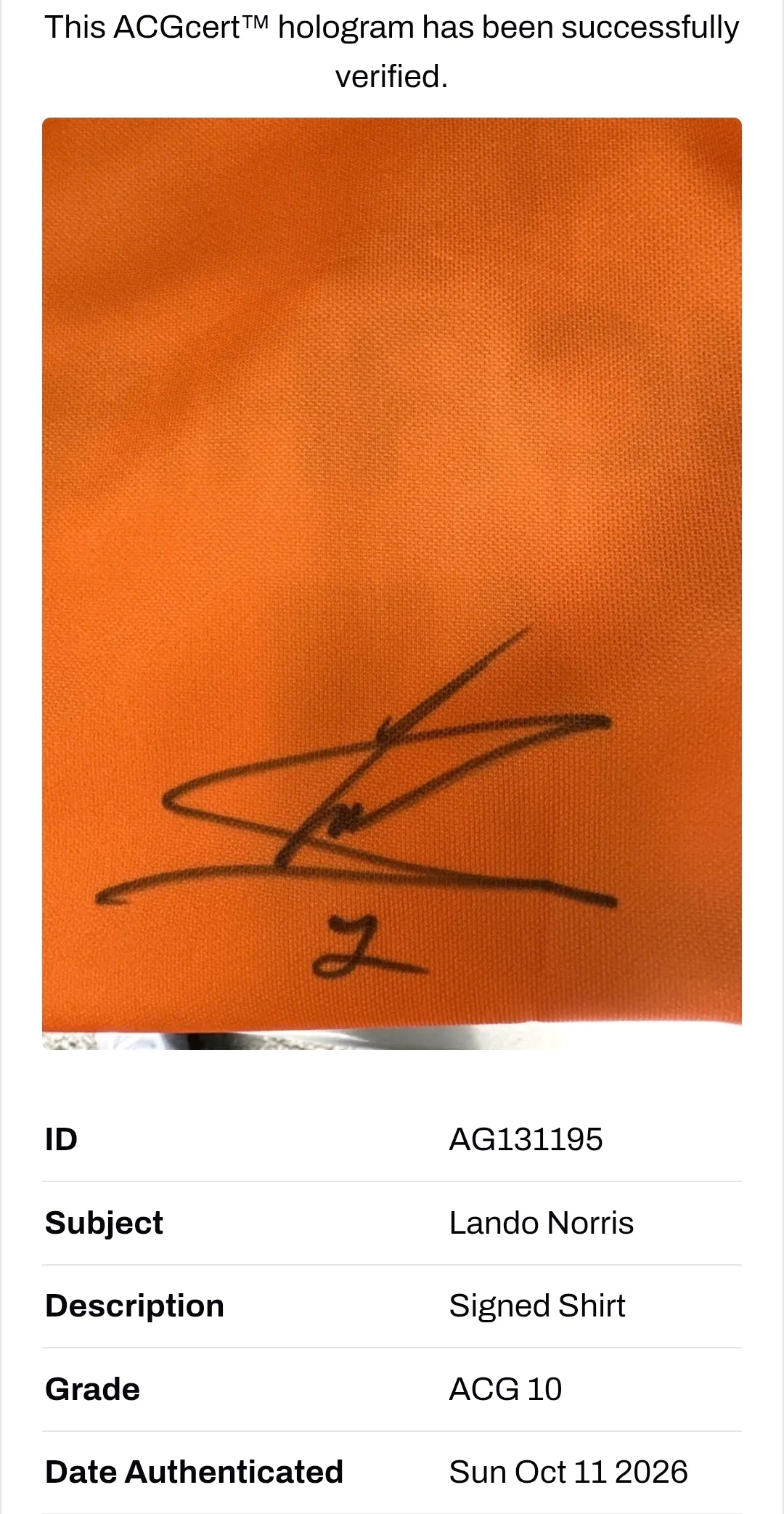 Lando Norris Signed F1 Mclaren Shirt-Deluxe Framed (ACG CERT AG131195)