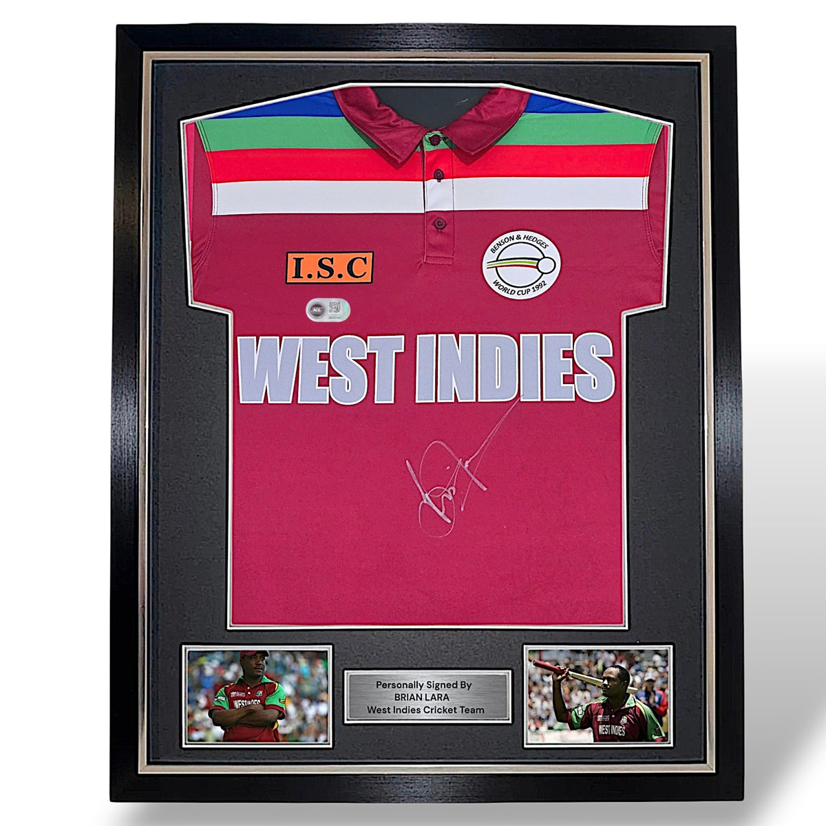 Brian Lara Signed West Indies 1992 World Cup Shirt-Deluxe Framed (ACG CERT AG131193)
