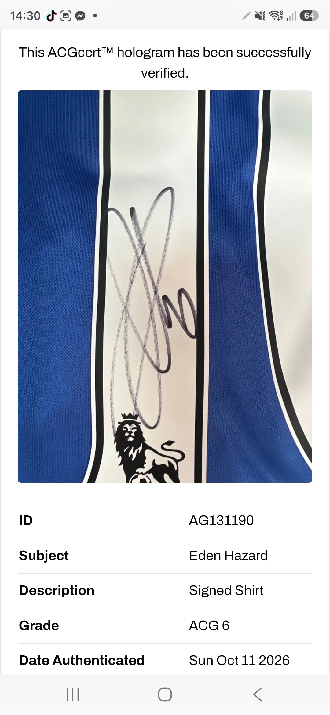 Eden Hazard Signed 2016-17 Chelsea Home Shirt-Deluxe Framed (ACG CERT AG131190)