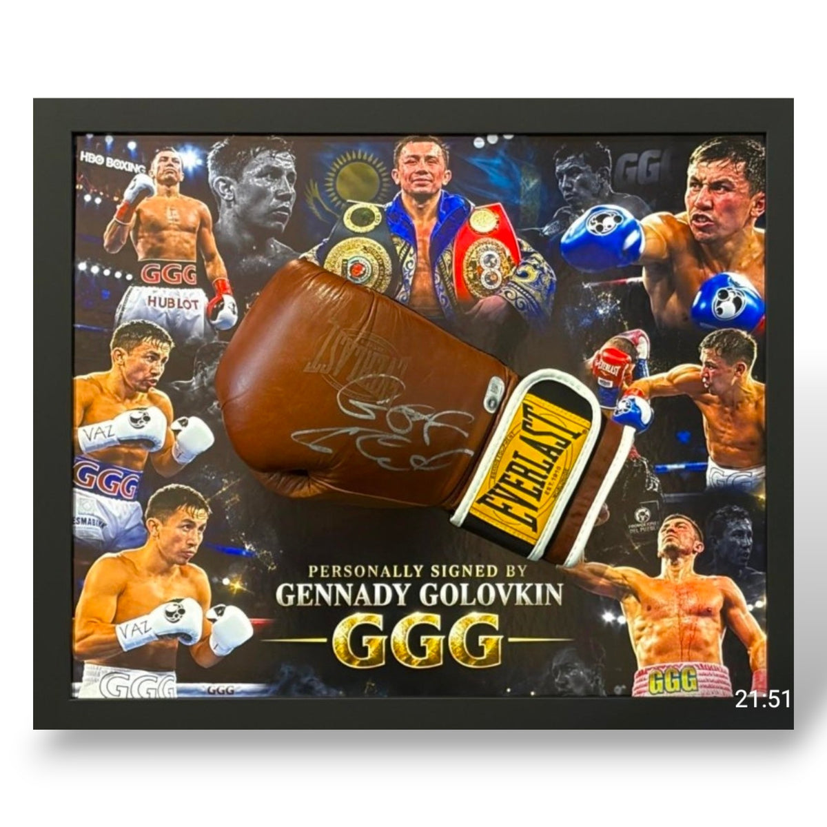 Gennady Golovkin Signed Everlast Boxing Glove-Deluxe Framed