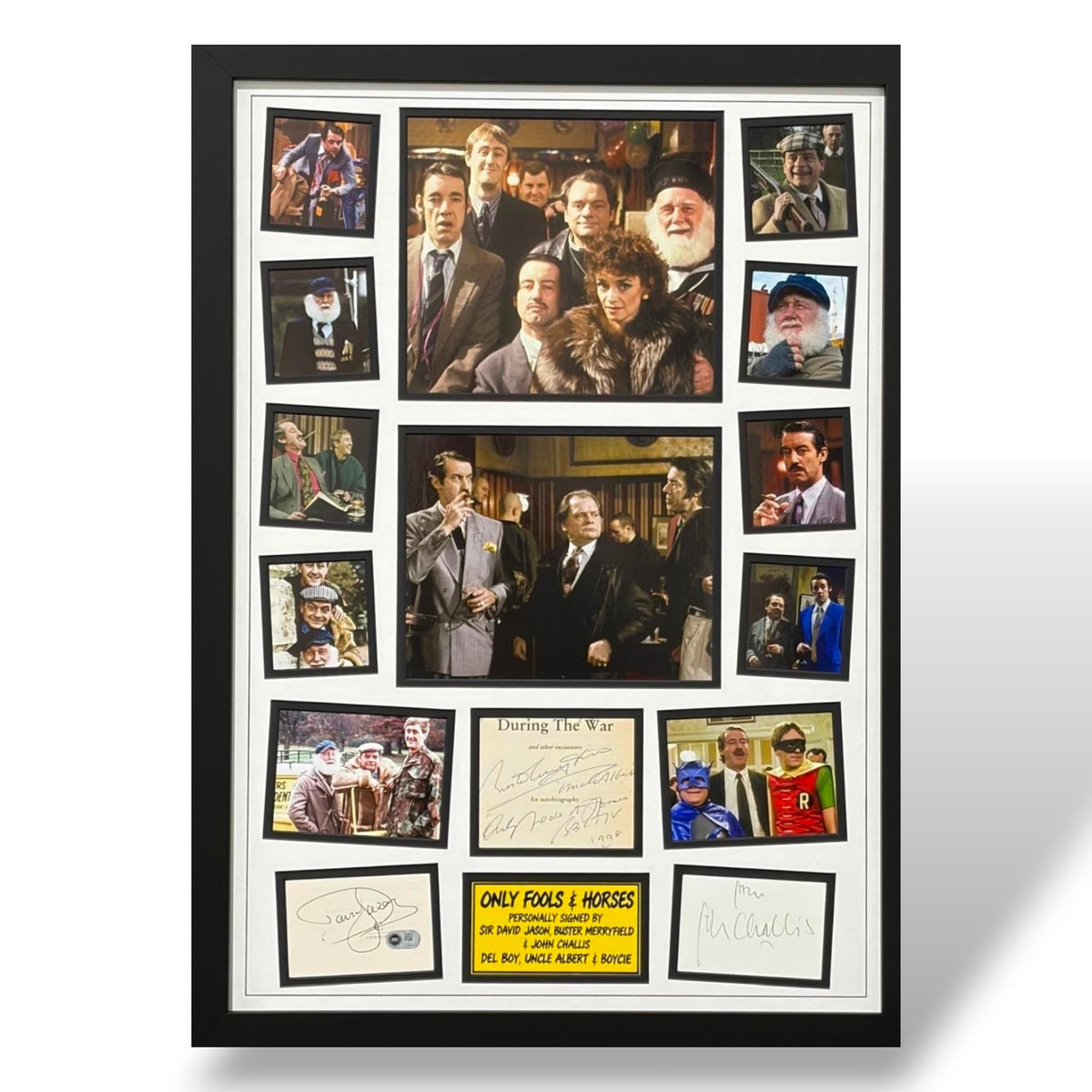 Only Fools And Horse Signed White Card Mounted & Deluxe Framed