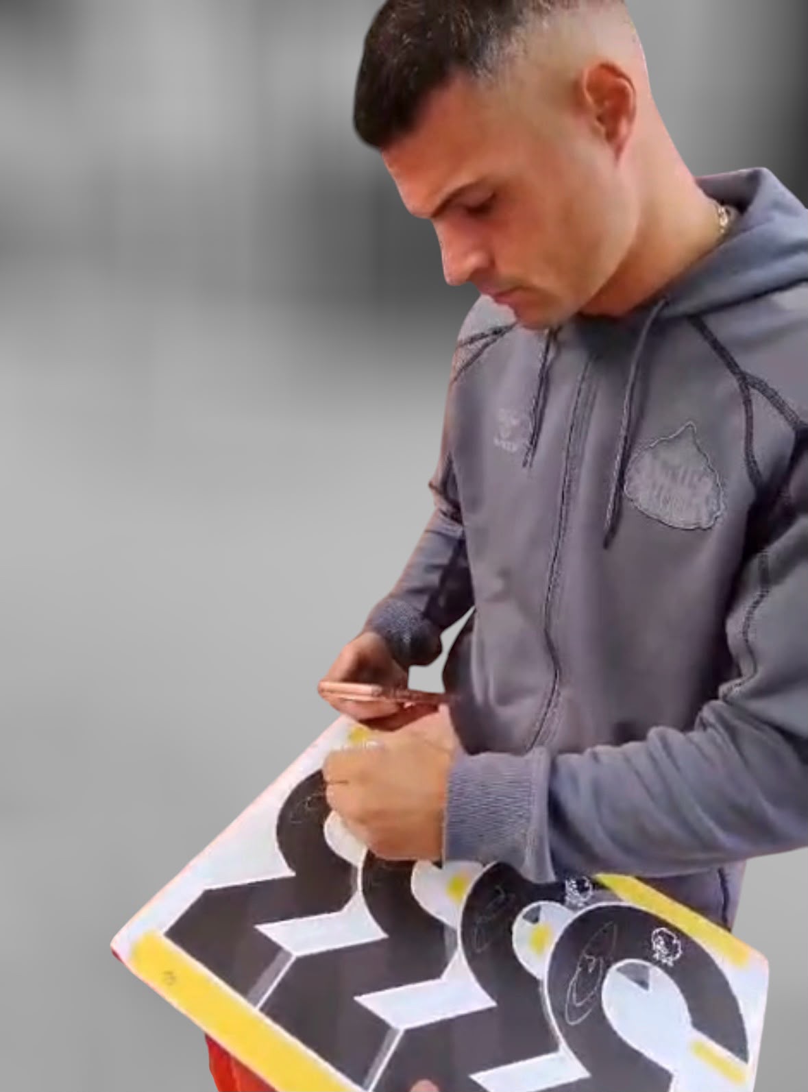 Granit Xhaka Signed 26-27 Sunderland Home Shirt-Deluxe Framed