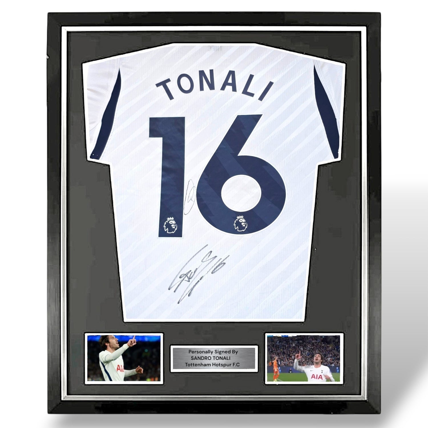 Sandro Tonali Signed 26-27 Tottenham Home Shirt-Deluxe Framed