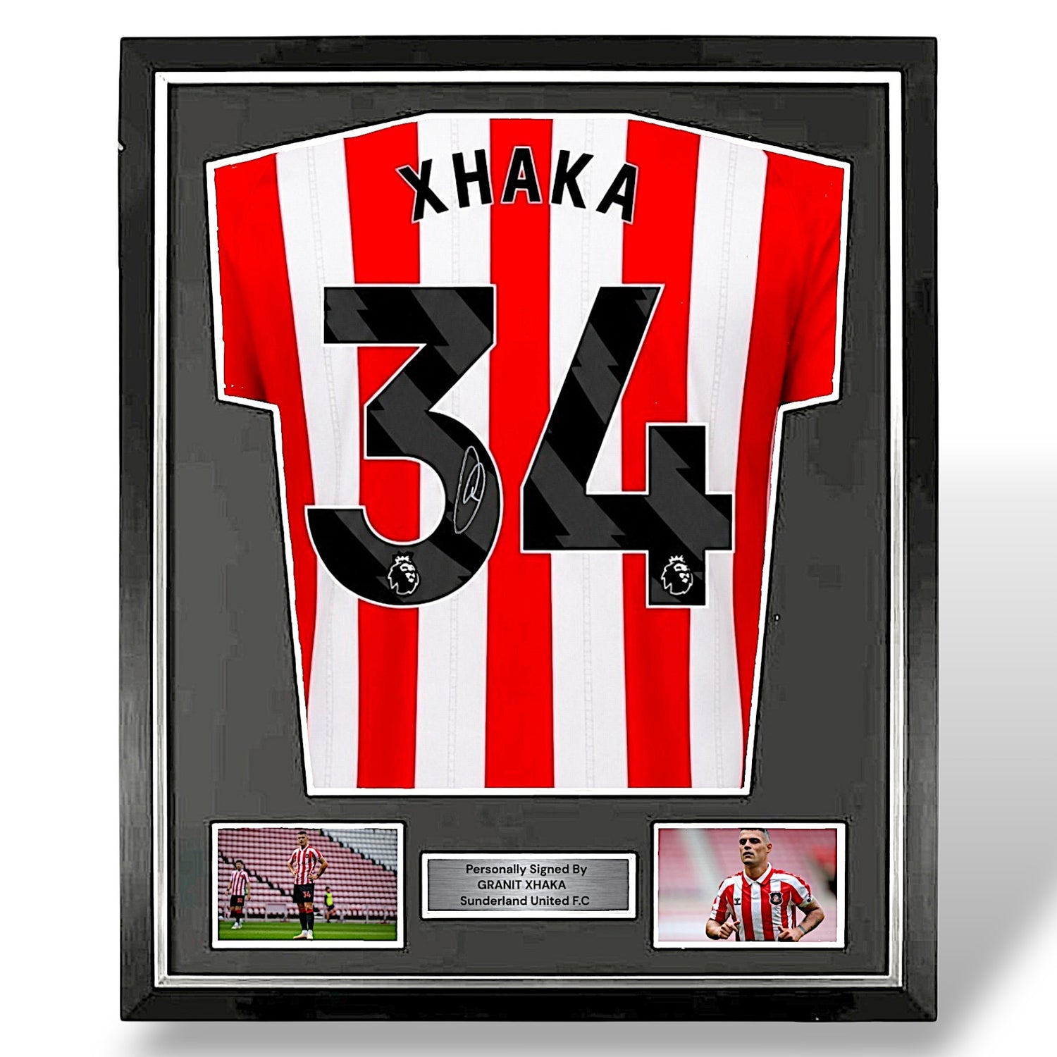 Granit Xhaka Signed 26-27 Sunderland Home Shirt-Deluxe Framed