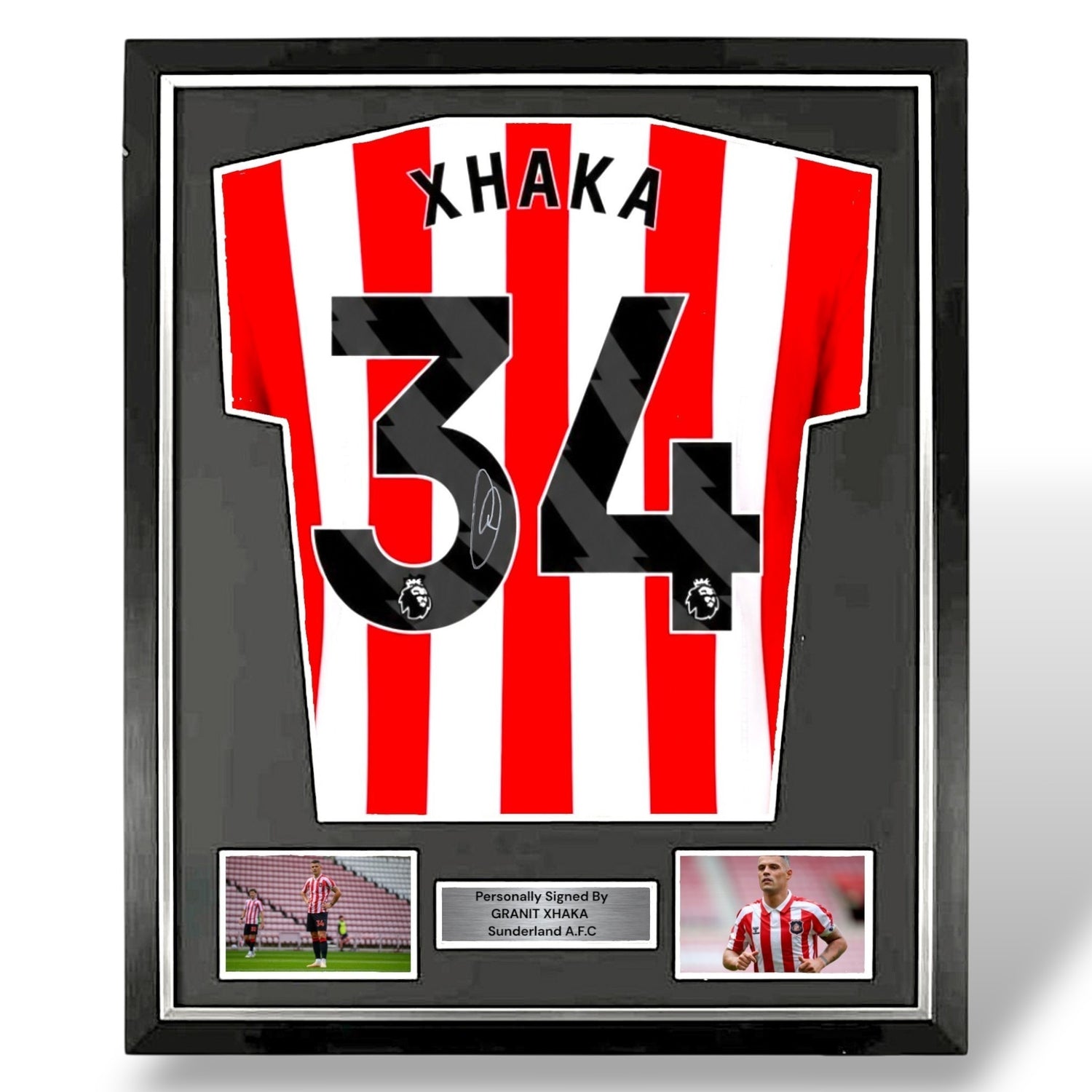 Granit Xhaka Signed 26-27 Sunderland Home Shirt-Deluxe Framed