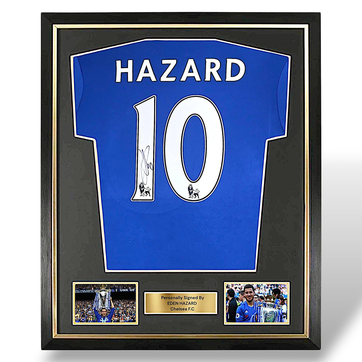 Eden Hazard Signed 2016-17 Chelsea Home Shirt-Deluxe Framed