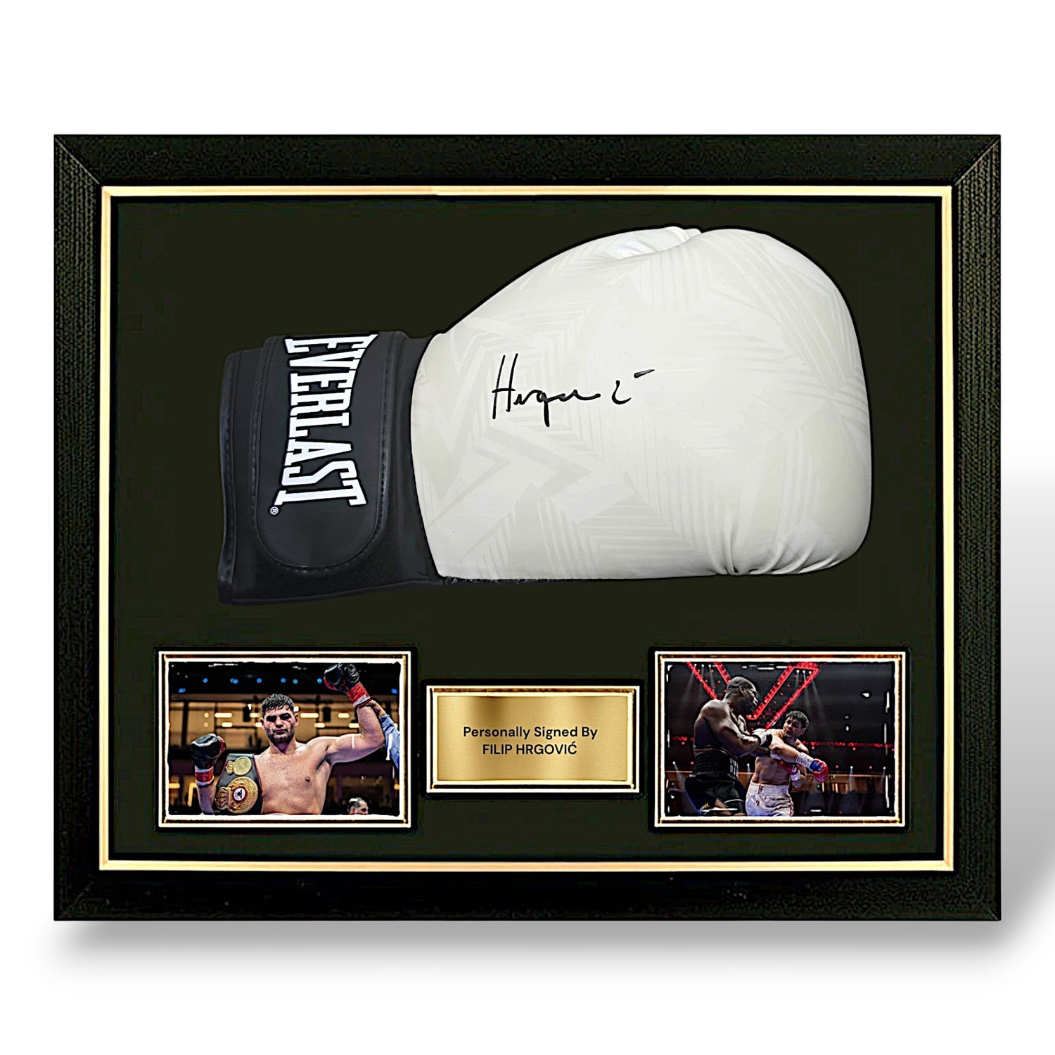 Filip Hrgović Signed White Everlast Boxing Glove-Deluxe Framed