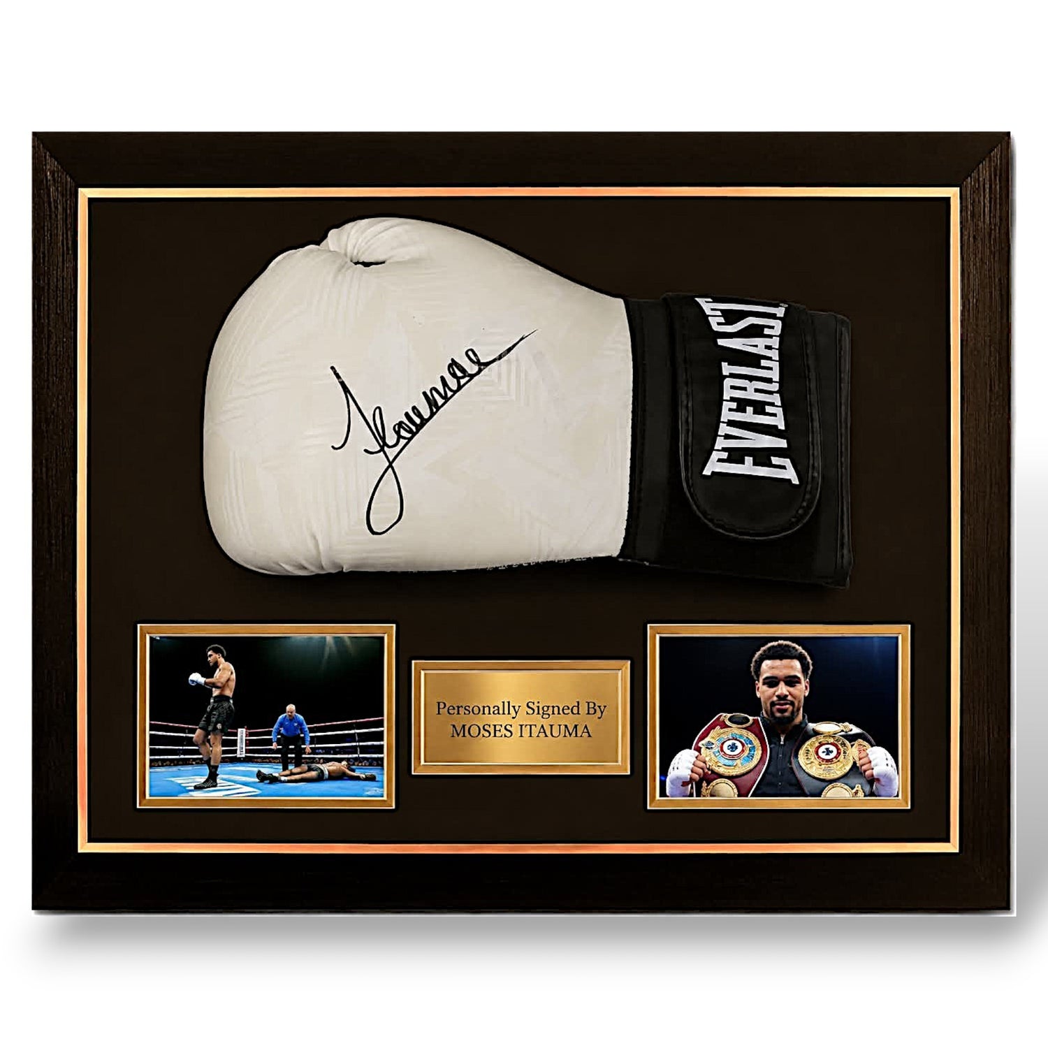 Moses Itauma Signed White Everlast Boxing Glove-Deluxe Framed#2