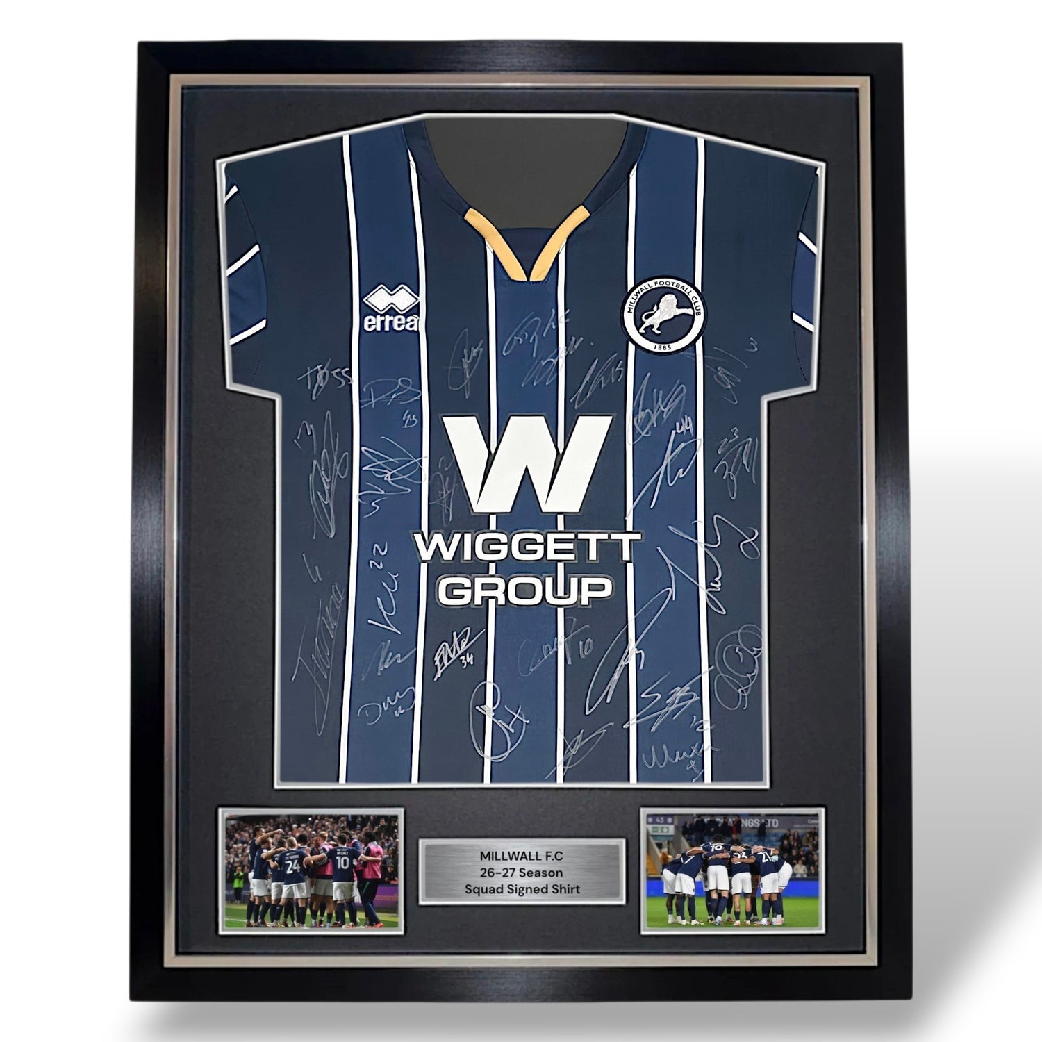 Millwall Squad Signed 26-27 Home Shirt-Deluxe Framed