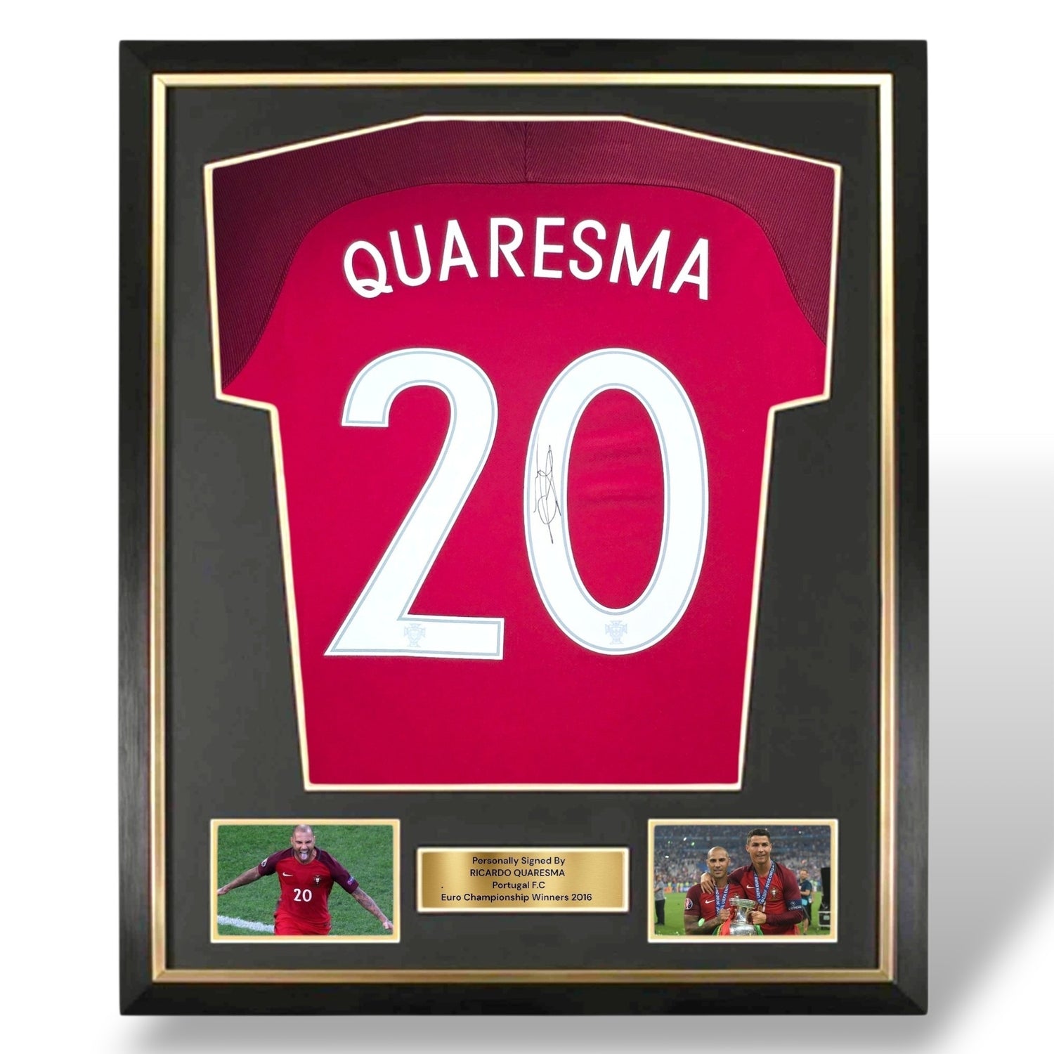 Ricardo Quaresma Signed Portugal 2016 Euro Shirt-Deluxe Framed
