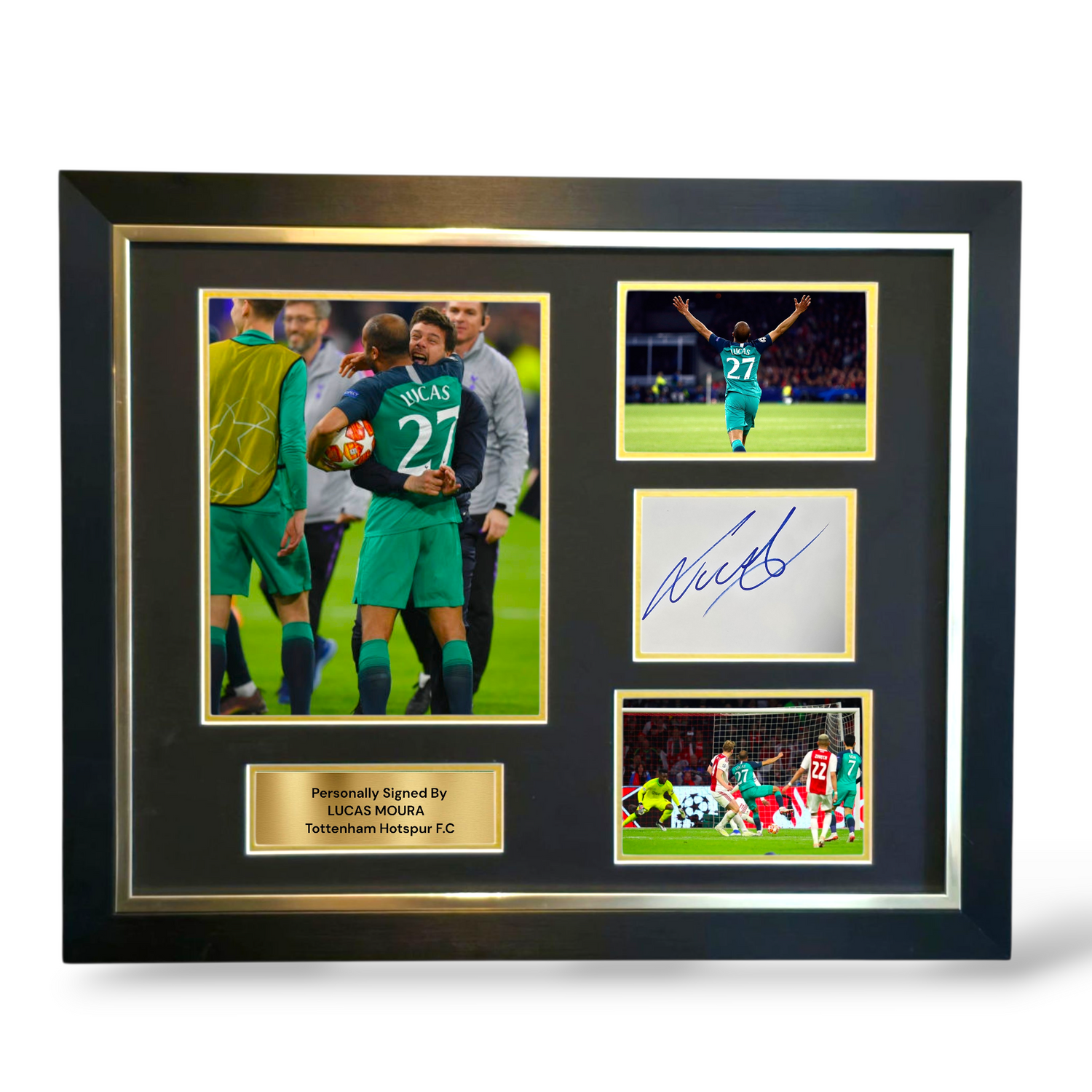 Lucas Moura Signed White Card Spurs Montage