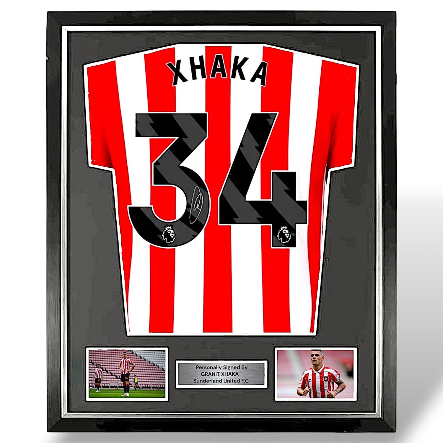 Granit Xhaka Signed 26-27 Sunderland Home Shirt-Deluxe Framed