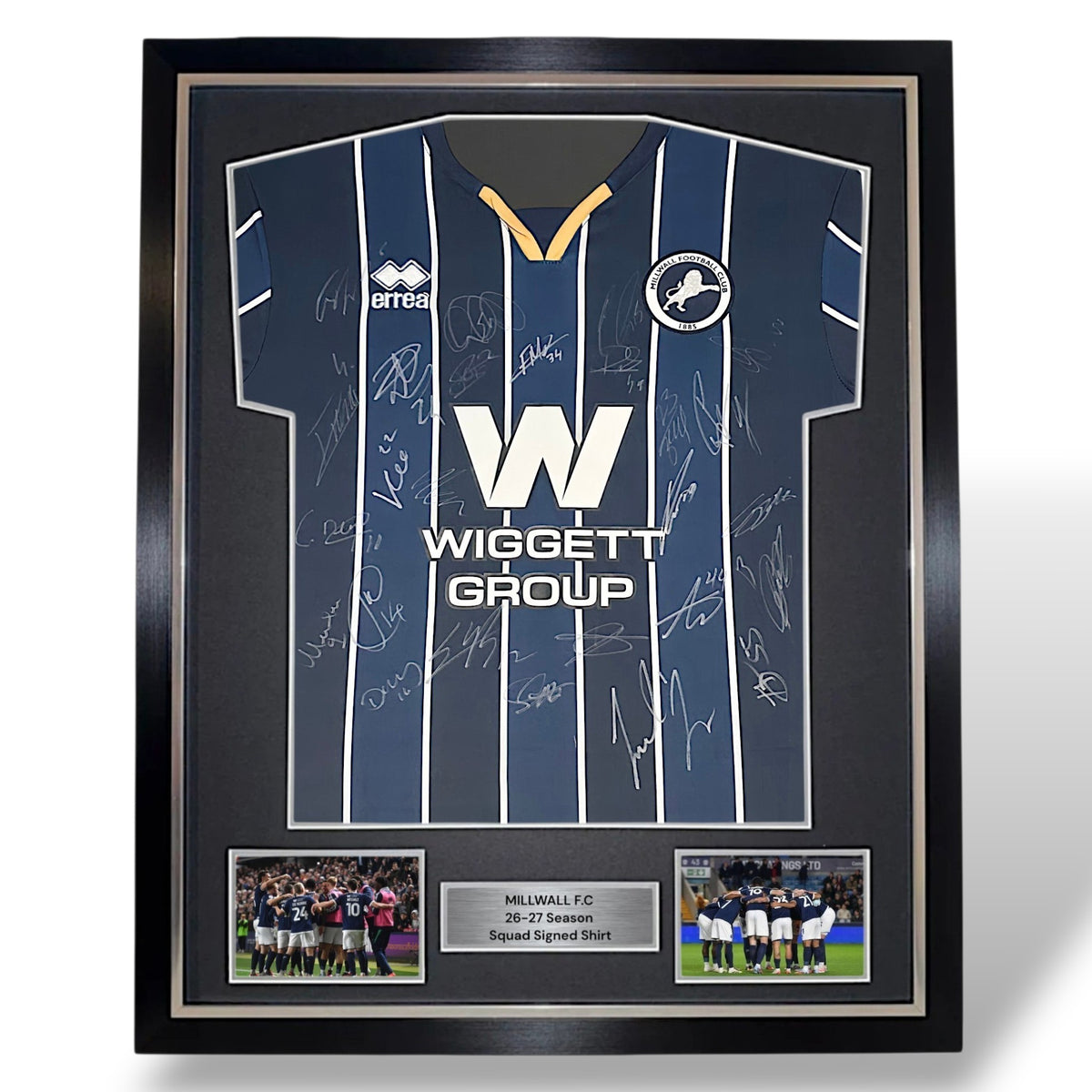 Millwall Squad Signed 26-27 Home Shirt-Deluxe Framed#2
