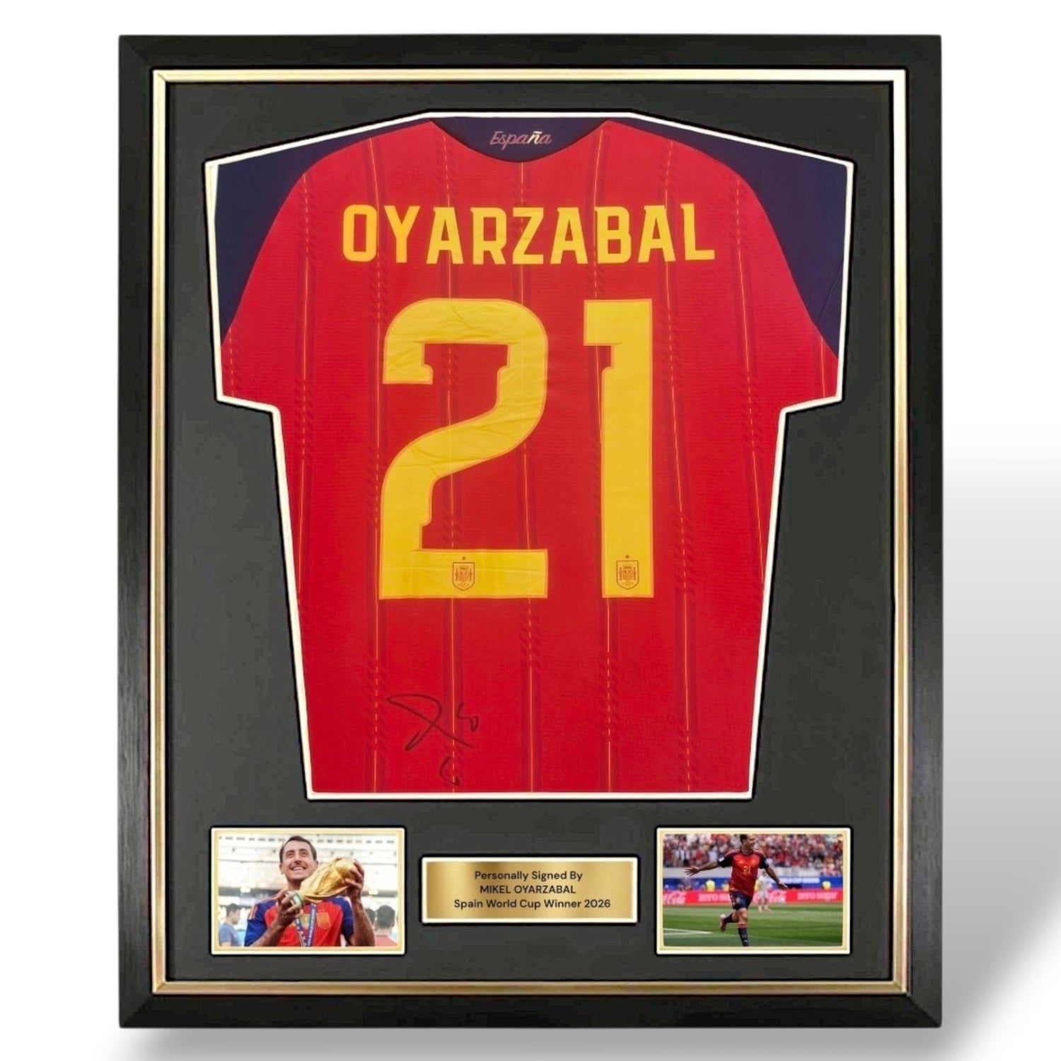 Mikel Oyarzabal Signed Spain 26-27 World Cup Shirt-Deluxe Framed