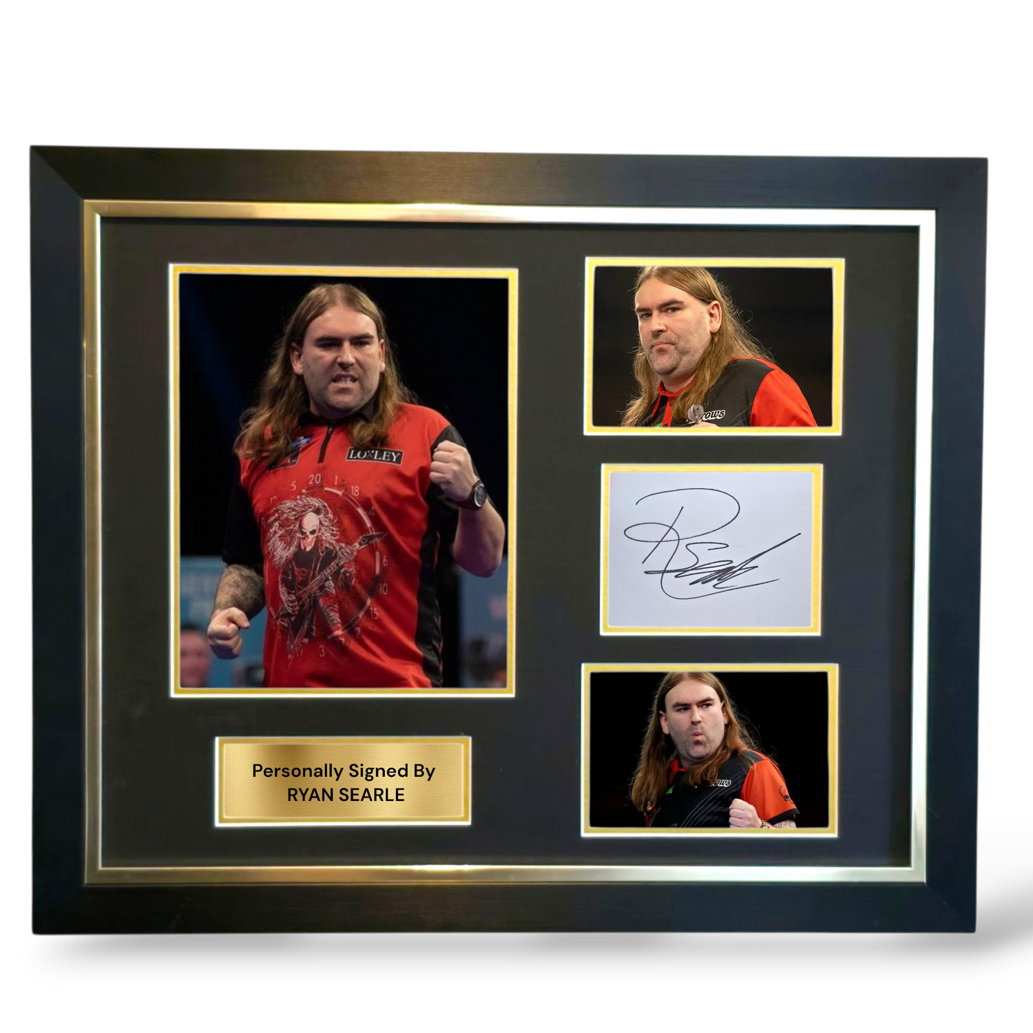 Ryan Searle Signed White Card Dart Montage