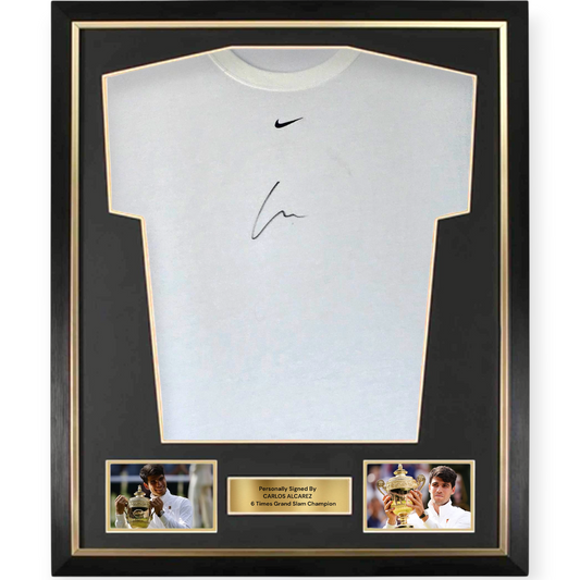 𝐂𝐚𝐫𝐥𝐨𝐬 𝐀𝐥𝐜𝐚𝐫𝐞𝐳  𝐒𝐢𝐠𝐧𝐞𝐝 𝐍𝐢𝐤𝐞 𝐓𝐞𝐧𝐧𝐢𝐬 𝐒𝐡𝐢𝐫𝐭 - 𝐃𝐞𝐥𝐮𝐱𝐞 𝐅𝐫𝐚𝐦𝐞𝐝