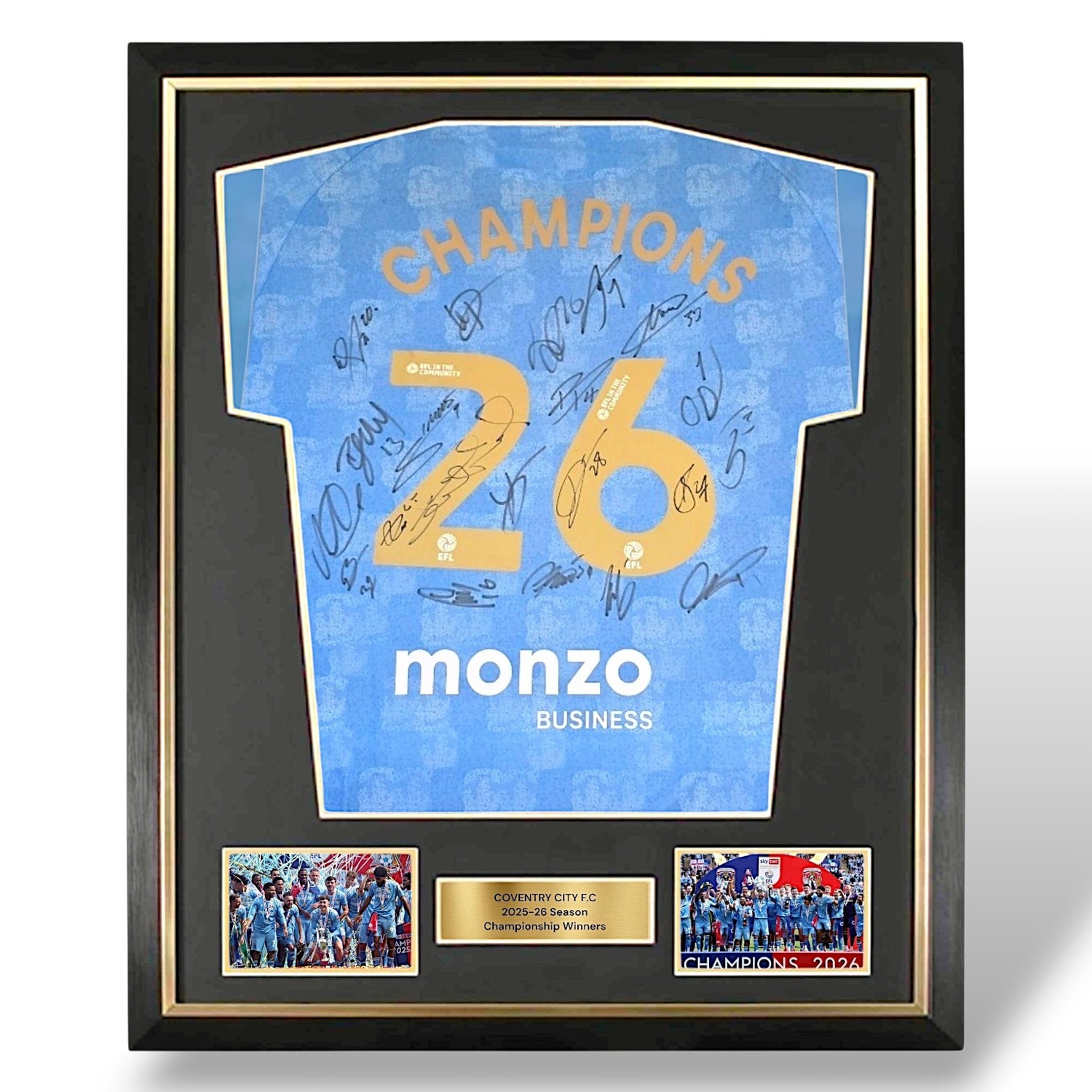 Coventry City Squad Signed Champions 26 Home Shirt-Deluxe Framed #2
