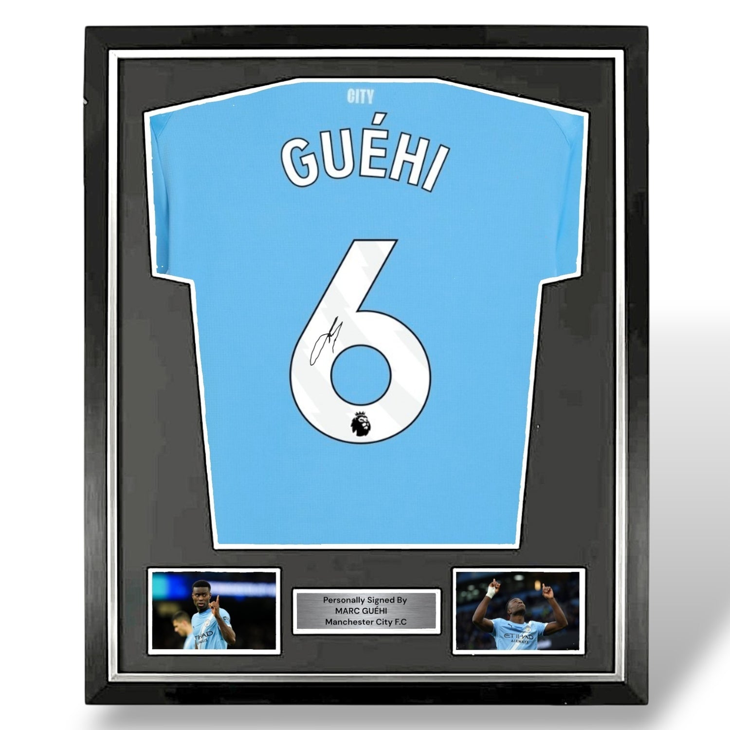 Marc Guéhi Signed 26-27 Manchester City Home Shirt-Deluxe Framed