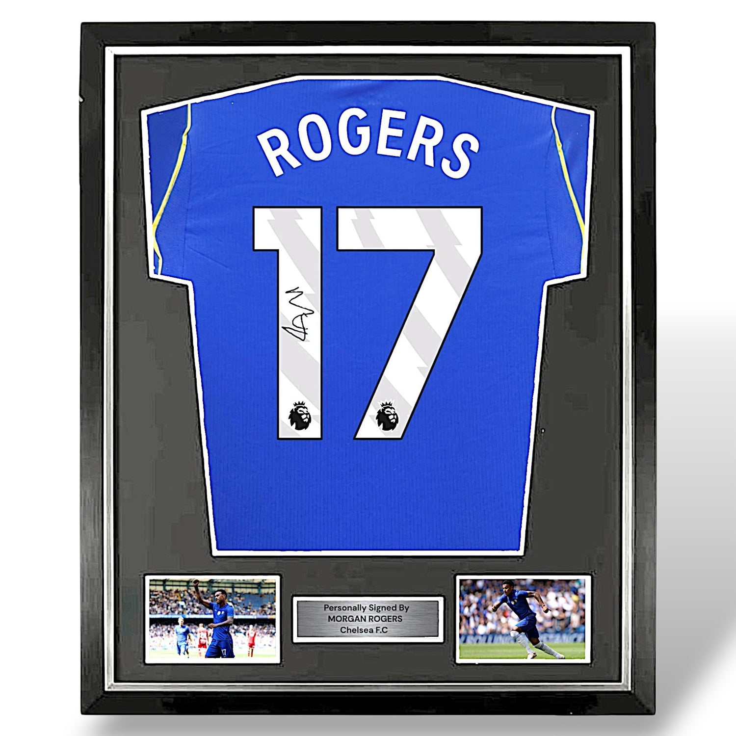 Morgan Rogers Signed 26-27 Chelsea Home Shirt-Deluxe Framed
