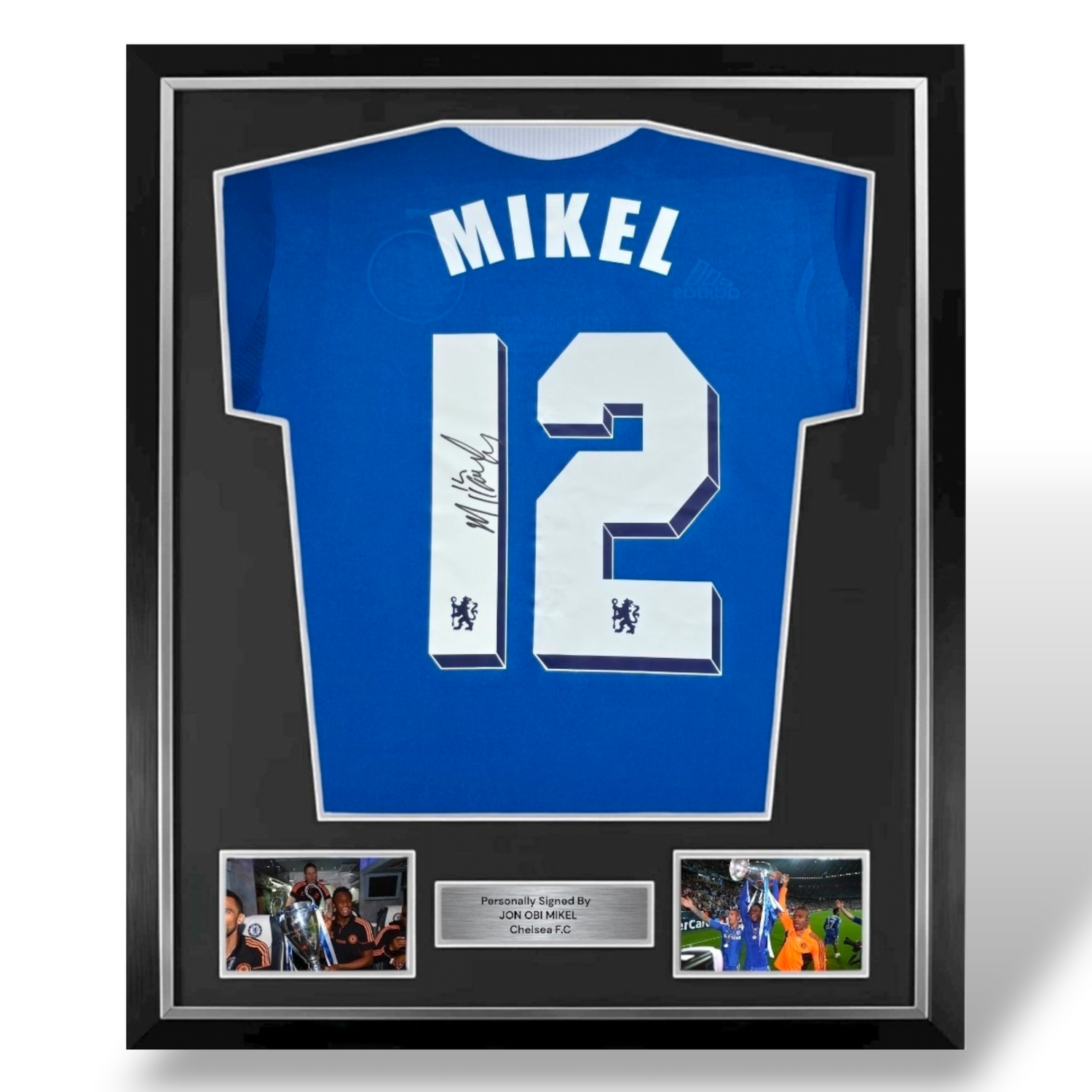 John Obi Mikel Signed 2012 Champions League Final Shirt-Deluxe Framed