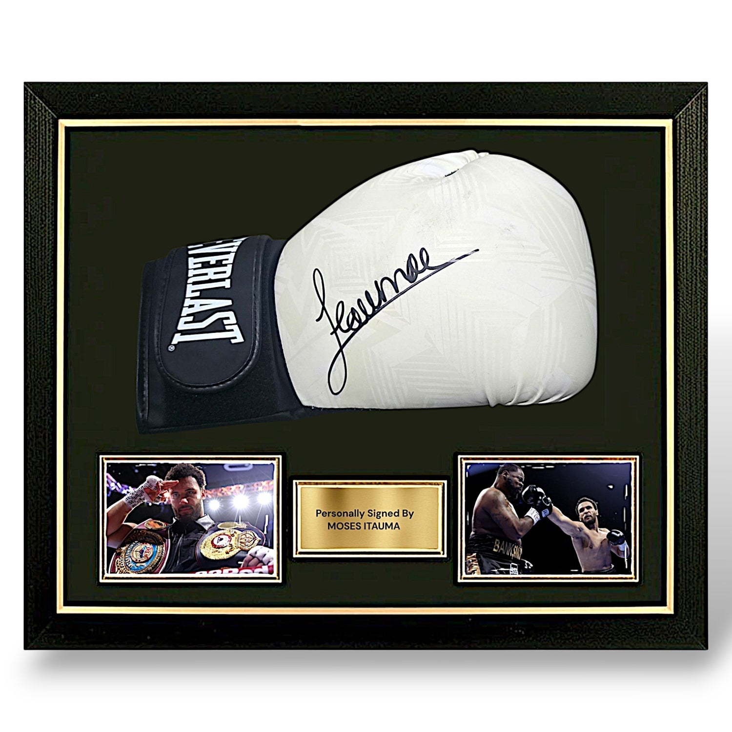 Moses Itauma Signed White Everlast Boxing Glove-Deluxe Framed #3