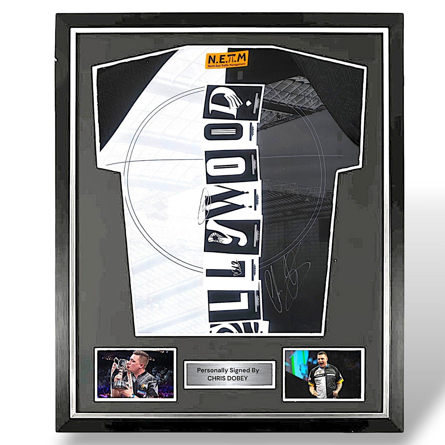 Chris Dobey Signed Target Darts Shirt-Deluxe Framed