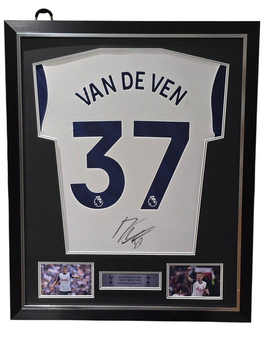 Micky Van De Ven Signed & Framed 24-25 Spurs Home Shirt