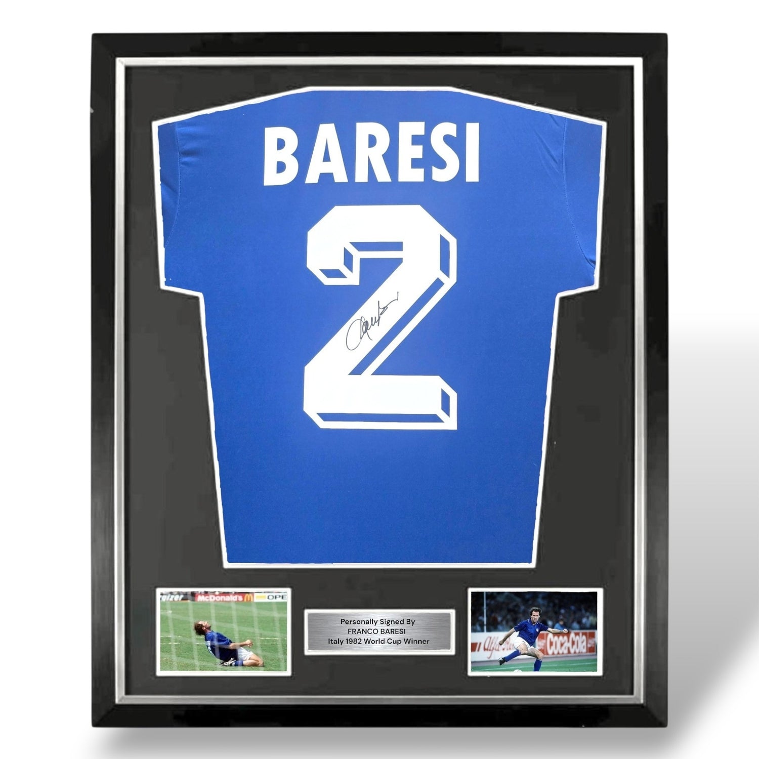 Franco Baresi Signed 1990 Italy Home Shirt- 𝐃𝐞𝐥𝐮𝐱𝐞 𝐅𝐫𝐚𝐦𝐞𝐝