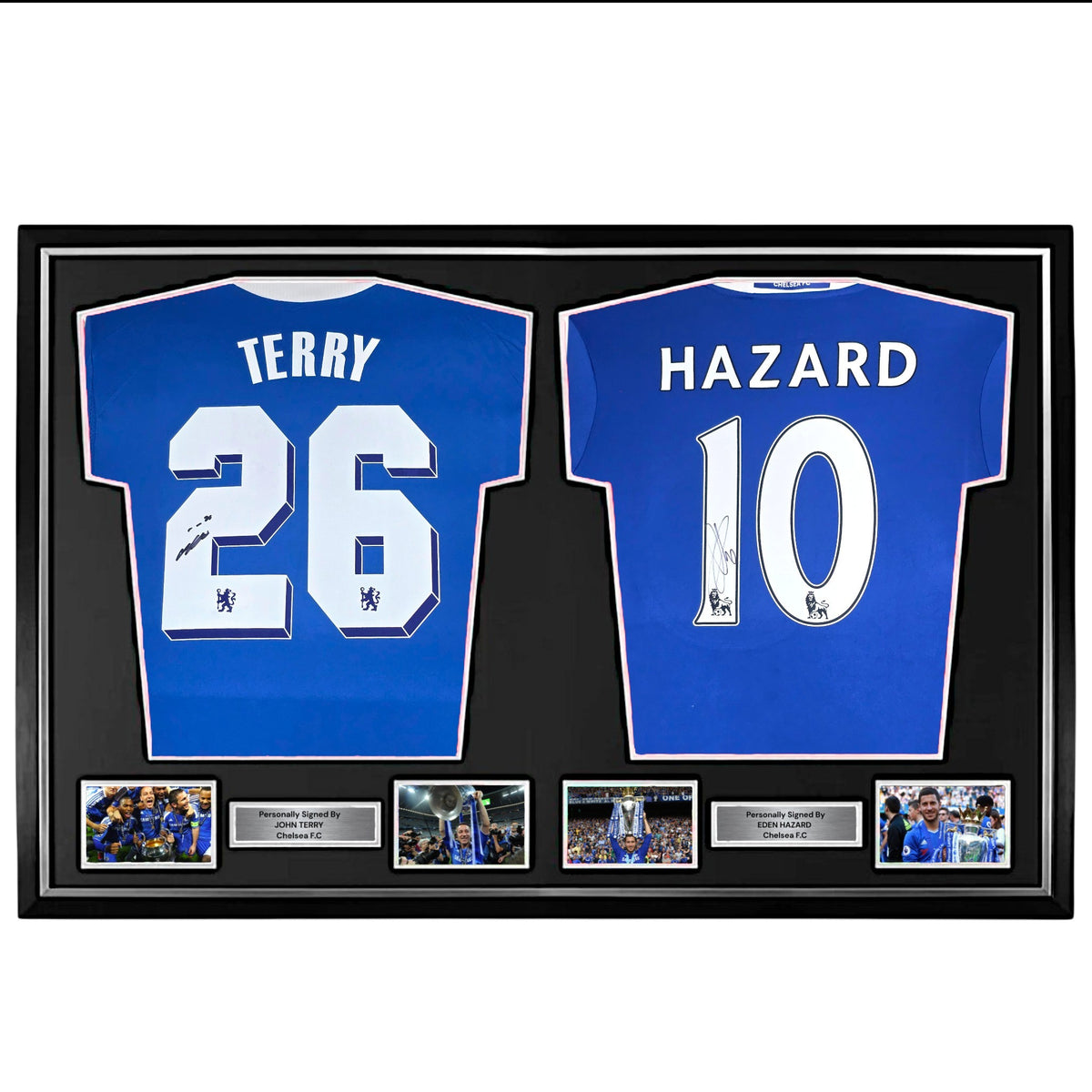 John Terry & Eden Hazard Signed Chelsea Home Shirts-Deluxe Duel Frame