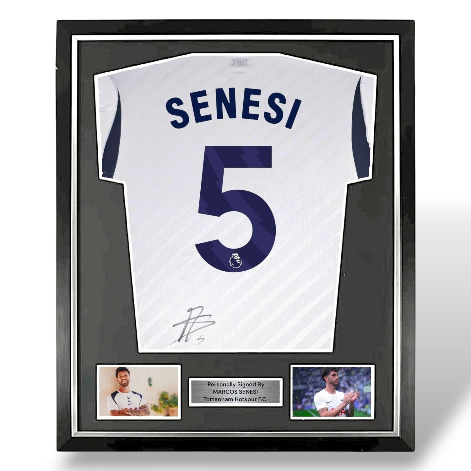 Marcos Senesi Signed 26-27 Tottenham Home Shirt-Deluxe Framed