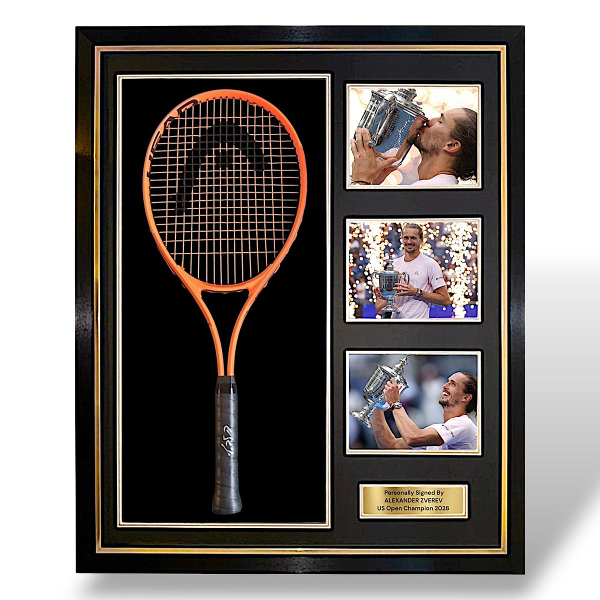 Alexander Zverev Signed Head Tennis Racket/US Open Champion -Deluxe Framed
