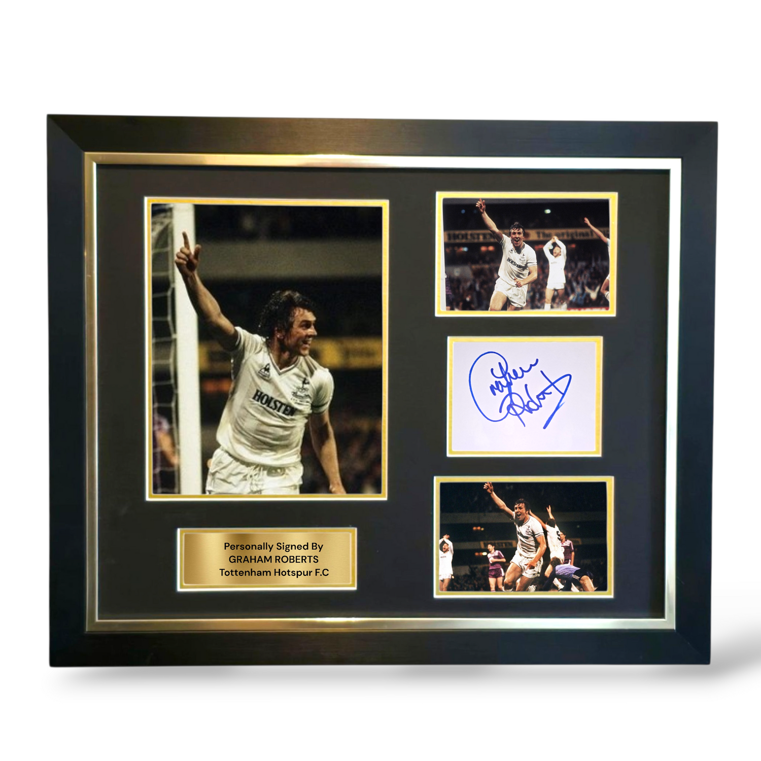 Graham Roberts Signed White Card Tottenham Montage