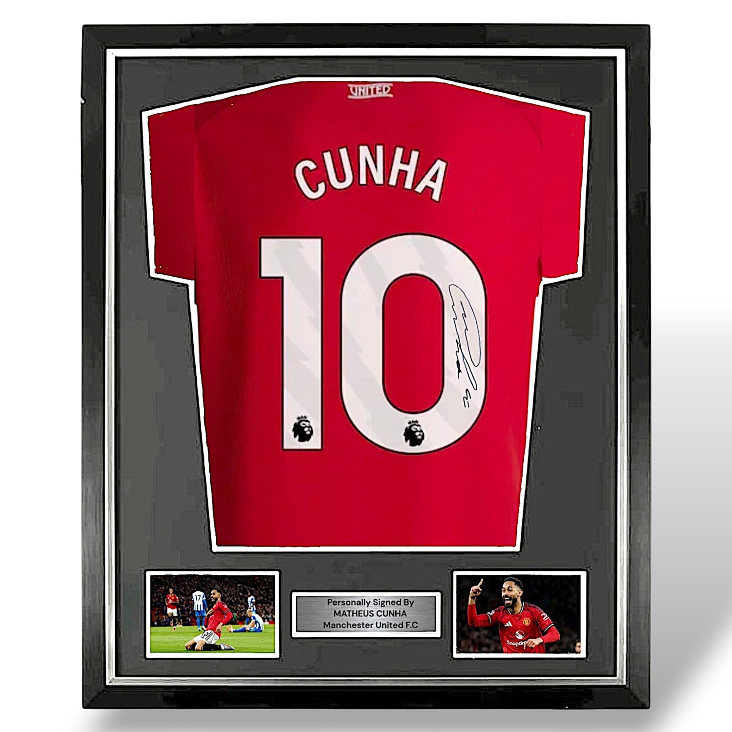 Matheus Cunha Signed 26-27 Manchester Home Shirt-Deluxe Framed