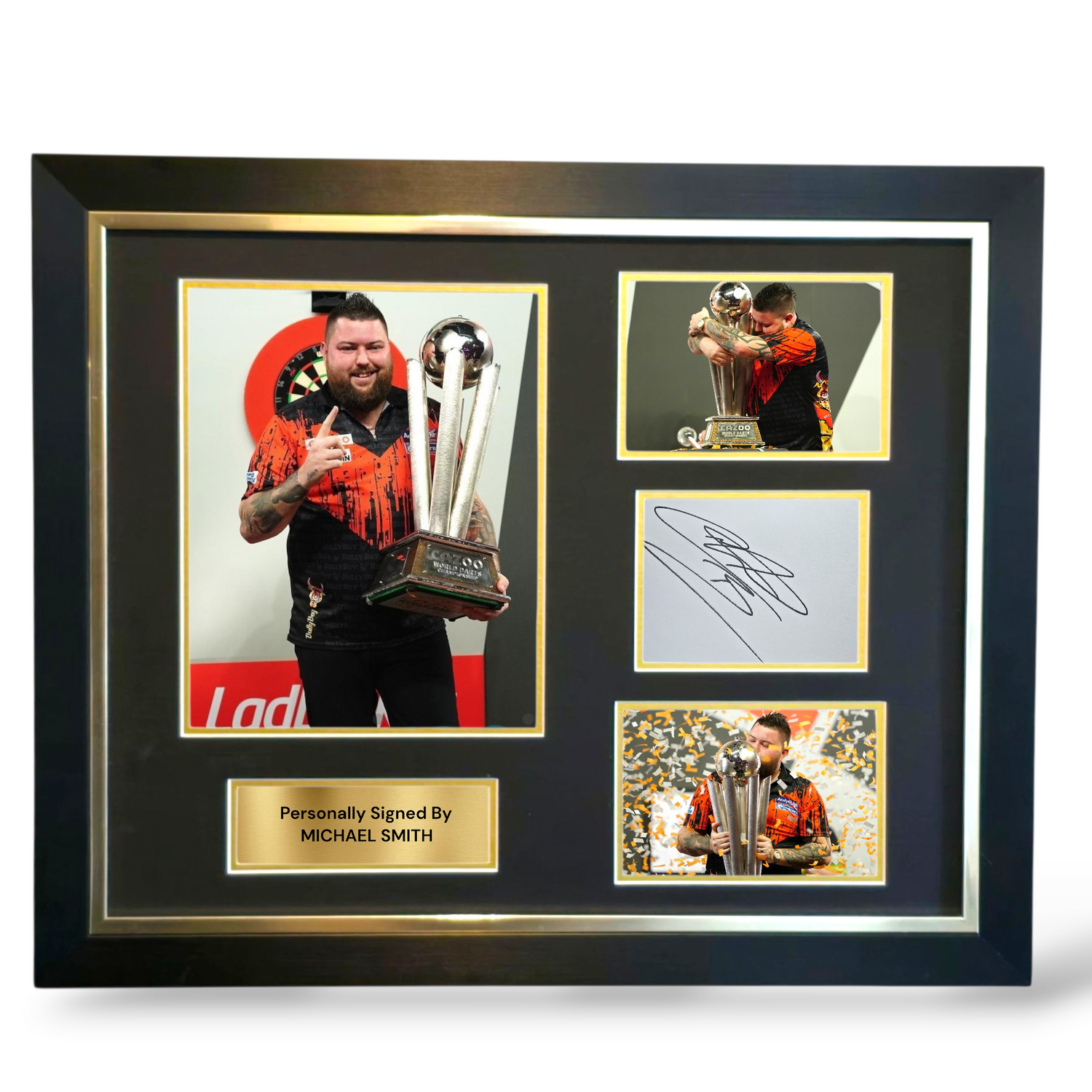 Michael Smith Signed White Card Dart Montage