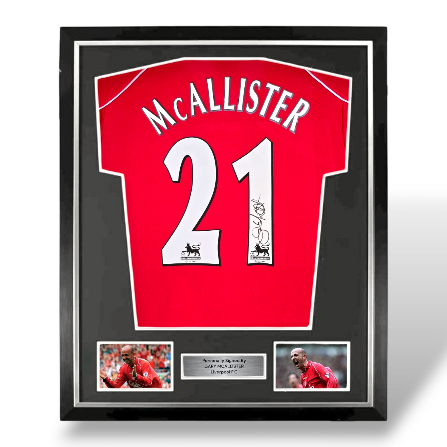 Gary McAllister Signed 2000-02 Liverpool Home Shirt-Deluxe Framed
