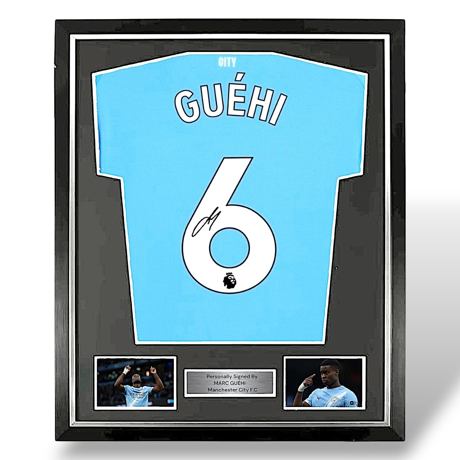Marc Guéhi Signed 26-27 Manchester City Home Shirt-Deluxe Framed