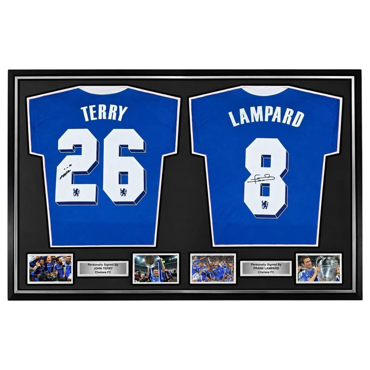 John Terry & Frank Lampard Signed 2012 Champions league Shirt-Deluxe Duel Framed